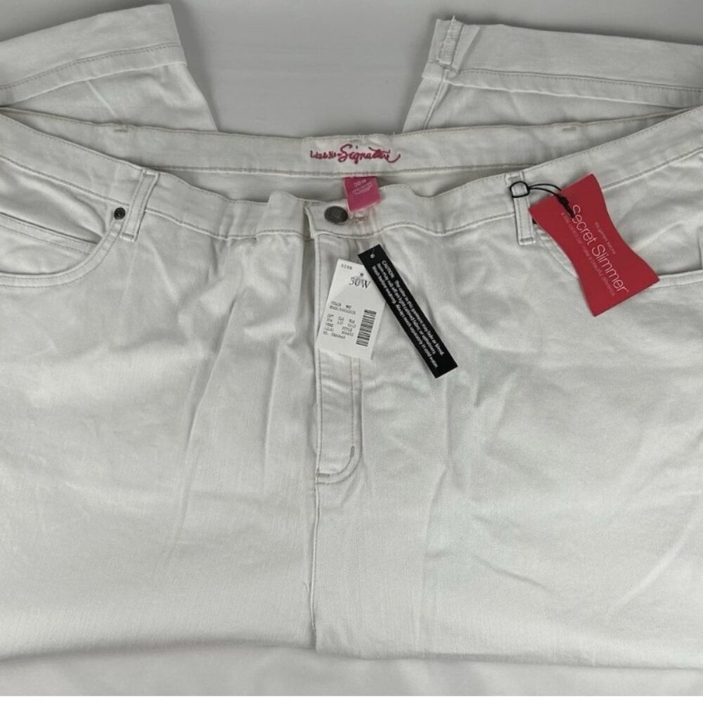NWT Liz & Me White Denim Capri Pants Womens Plus 30W Stretch Secret Slimmer